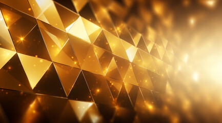 Shimmering gold triangles reflect light and luxury. Luxurious background