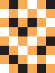 Checkered pattern background. Block pattern. Print design. Graphic design. Vector pattern. Geomatic wallpaper. Simplicity. Seamless vector. Decorative. Orange, Black and White colours.