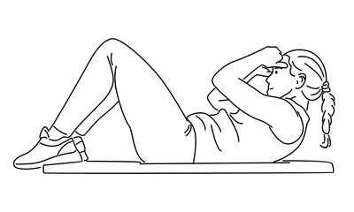 line art of woman doing workout