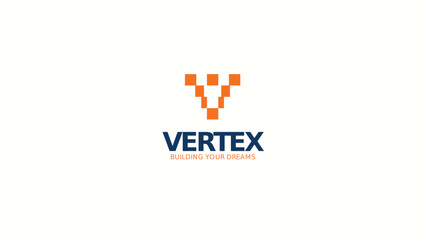 Vertex construction logo, Building construction logo, Real Estate logo, V logo, Vertex logo, Modern V logo, Minimalist V logo, Bricks Logo, Home Building logo, Business V logo, 
