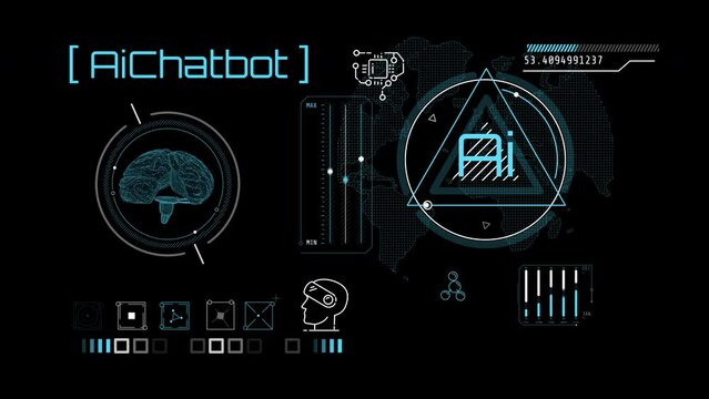 Infographic animation about AI Chatbot and VR technologies.