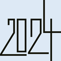 Figure 2024 on light blue background. New Year celebration