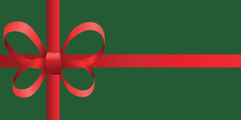 Red ribbons with bow on green background