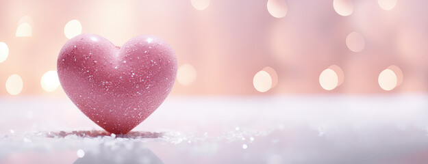 Fototapeta premium Pink heart with bokeh background, Valentine's Day