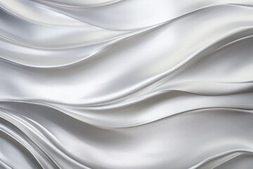 Abstract composition featuring flowing silver metal waves.
