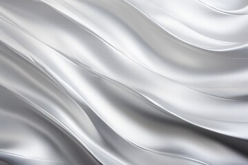 Abstract composition featuring flowing silver metal waves.
