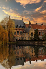 Fototapeta na wymiar Bruges canal at sunset. Belgium