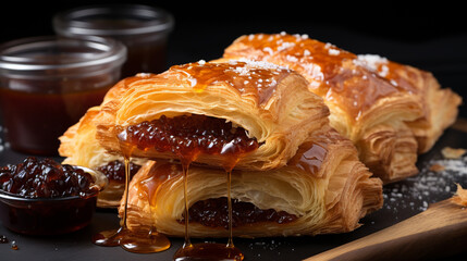 croissant on a plate HD 8K wallpaper Stock Photographic Image 