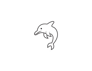 
jumping dolphin line icon, Cute dolphin, dolphin vector line art animal wild life single one line hand drawn illustration isolated.