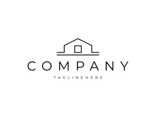 minimal house line logo design