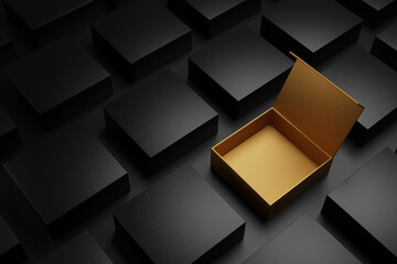 gold box background isolated 3d illustration