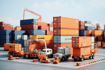 Containers stacked on a ship in the port Representing the import and export of goods in the logistics industry.by generated AI
