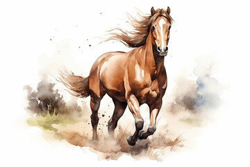 Obraz na płótnie Canvas a horse in nature in watercolor art style