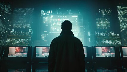 A beatup TV with a pixelated video of a hacker selling stolen cybertech to a rival faction.