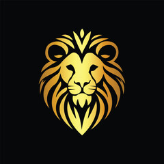 lion head vector logo design isolated on black background
