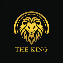 lion head vector logo design isolated on a black background