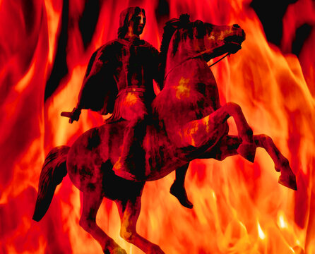 Statue of Alexander the Greate. Digital illustration art (No AI).