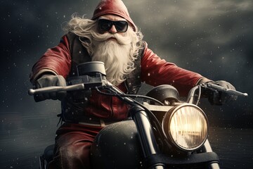 Santa's epic road trip! Ride into the holidays with Santa on his motorcycle, delivering joy at full throttle!