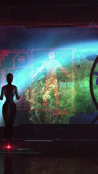 The sci-fi plot is an alien introducing a virus to the earth, 3D render