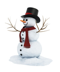 Snowman isolated on transparent background