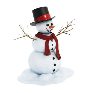 Snowman isolated on transparent background