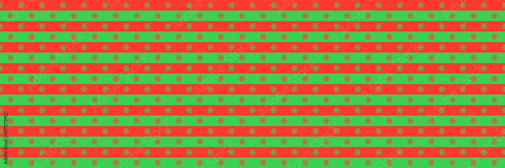 Poster horizontal snowflake on green and red design for pattern and background.