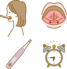 女性の健康：基礎体温の測り方セット（婦人体温計と目覚まし時計）