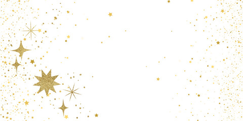 Golden Christmas motifs isolated on transparent background.