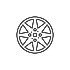 Car wheel disc line icon