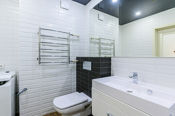 interior apartment room bathroom, sink, decorative elements, toilet