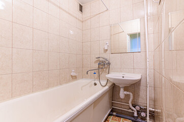 interior apartment room bathroom, sink, decorative elements, toilet