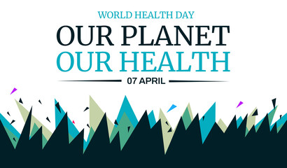 World Health Day backdrop with typography and different color shapes design. International health day background. poster design illustration