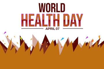 World Health Day backdrop with typography and different color shapes design. International health day background