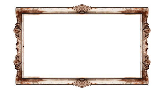 Old wood frame isolated on white