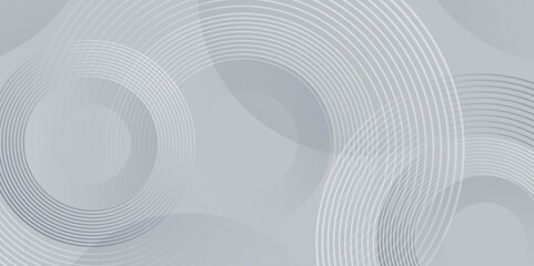 Gray and White background with abstract gadial circles.Digital future technology concept. background .Overlapping for design decorative background. Futuristic grey and White Wallpaper.