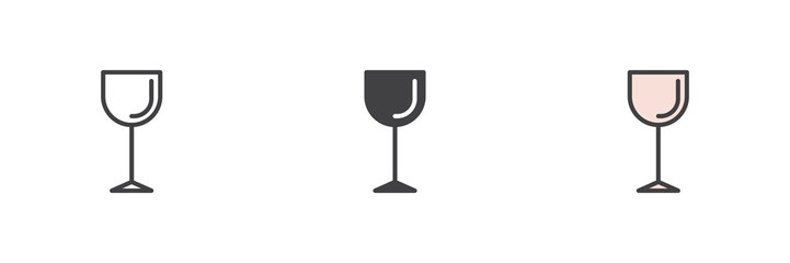 Wine glass different style icon set