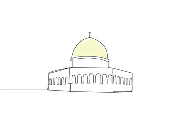 Palestine Jerusalem Masjid Aksa Mosque line art design