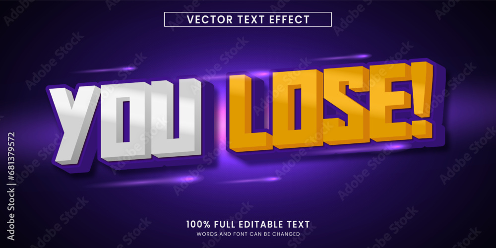 Sticker vector design editable text effect, you lose text style