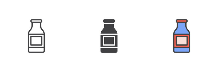 Milk bottle different style icon set