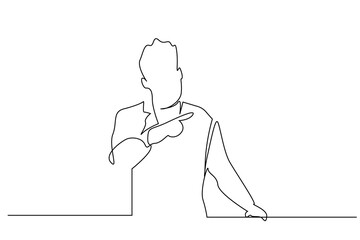 man boss executive business finance pointing showing presentation explanation confident person line art design