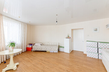 interior apartment room bedroom with bed