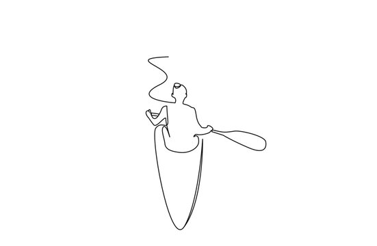 recommend clip art: young woman canoe ski boat water sport active life lifestyle back behind rear view line art design