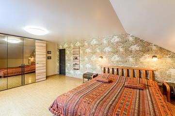 interior apartment room bedroom with bed