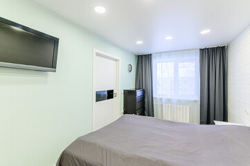 Fototapeta na wymiar interior apartment room bedroom with bed