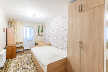 interior apartment room bedroom with bed