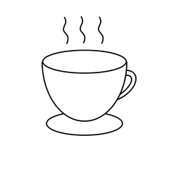 cup of hot water icon black outline isolated on white transparent background coffee tea vector illustration