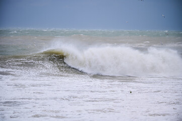 Raging huge waves during an incredibly powerful storm in the Black Sea