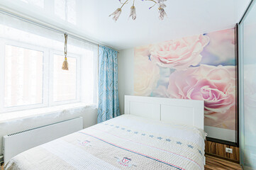 interior apartment room bedroom with bed