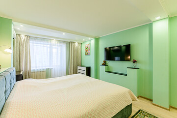 interior apartment room bedroom with bed