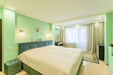 interior apartment room bedroom with bed